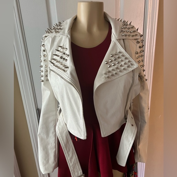 Vegan Leather Jacket ( White ) - Picture 3 of 5